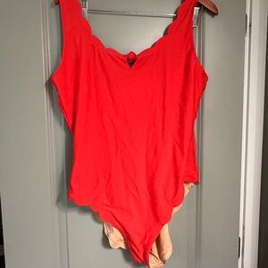 J. Crew Red Scalloped swimsuit XL